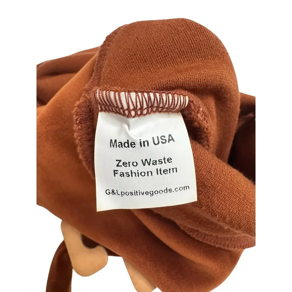 G&L POSITIVE GOODS *NEW* Brown Teddy Bear Upcycled Velvet Hat One Size Kids